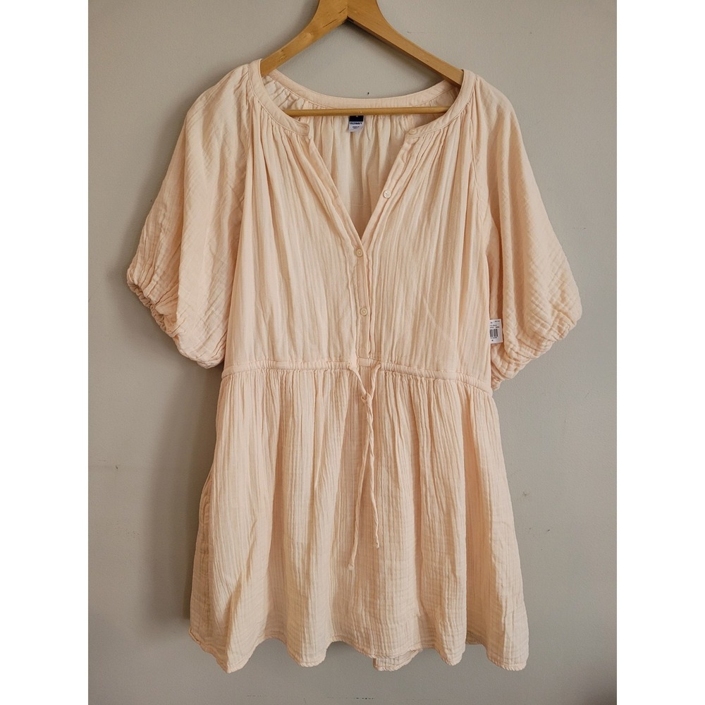 NWT 100% Peach Cotton beautiful flowy boho style summer dress with lining Size M